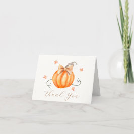 Elegant Little Pumpkin Bow Fall Baby Shower Dankeskarte
