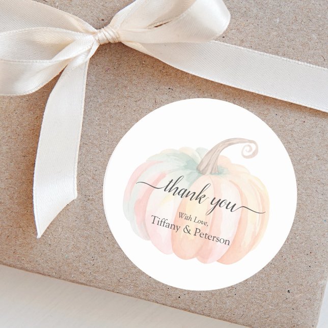 Elegant Little Pumpkin Fall Baby Shower Vielen Dan Runder Aufkleber (Von Creator hochgeladen)