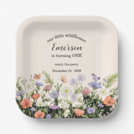 Elegant Little Wildflower 1st Birthday Party Pappteller