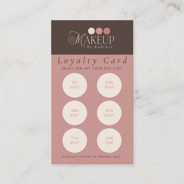Elegant Logo Makeup Artist Loyalty Card Treuekarte (Vorderseite)