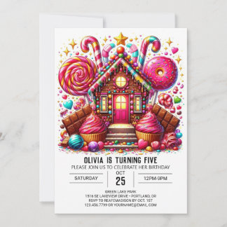 Elegant Lollipop Candyland Digital Geburtstag Einladung