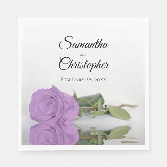 Elegant Long Stemmed Lilac Lila Rose Hochzeit Serviette (Vorderseite)