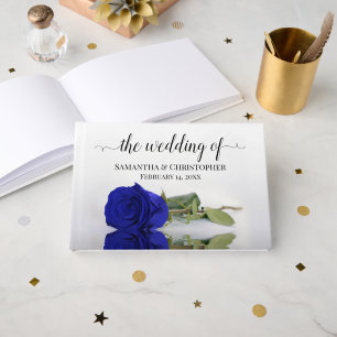 Elegant Long stemmed Royal Blue Rose Wedding Gästebuch