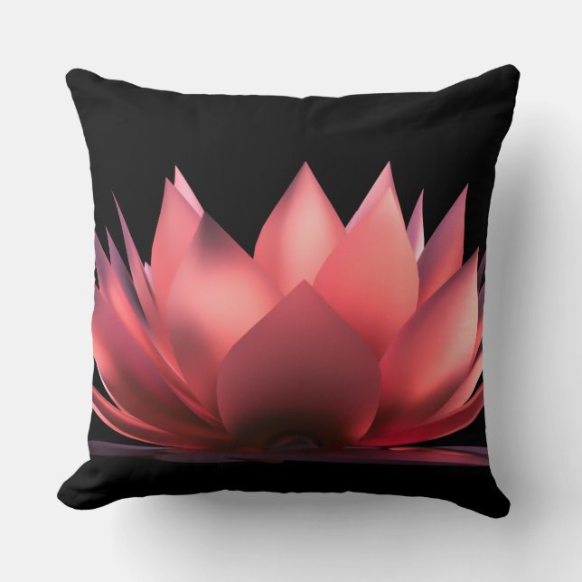 Elegant Lotus Black Kissen (Vorderseite)