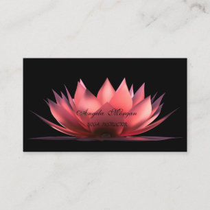 Elegant Lotus Black Yoga Instructor Visitenkarte