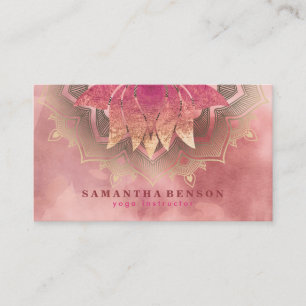 Elegant Lotus Blume Mandala Logo Yoga Instructor Visitenkarte