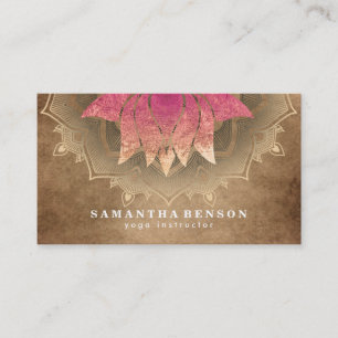Elegant Lotus Blume Mandala Logo Yoga Instructor Visitenkarte