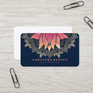 Elegant Lotus Blume Mandala Logo Yoga Instructor Visitenkarte