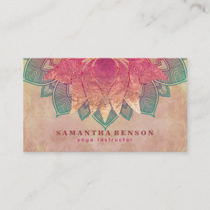 Elegant Lotus Blume Mandala Logo Yoga Instructor Visitenkarte