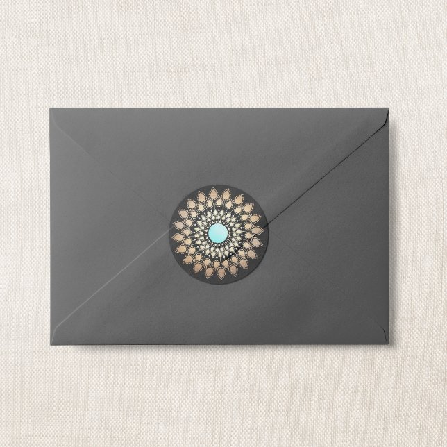 Elegant Lotus Blume Mandala Runder Aufkleber (Von Creator hochgeladen)