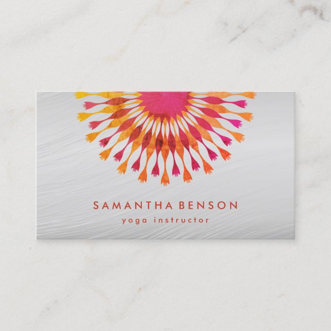 Elegant Lotus Blume Weiße Marmorpfanne Yoga Instru Visitenkarte (Vorderseite)