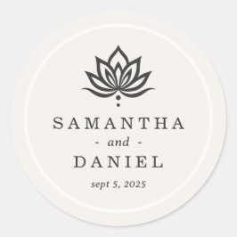 Elegant lotus flower light neutral ivory runder aufkleber