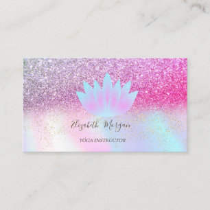 Elegant Lotus Glitzer Confetti Holographic Visitenkarte