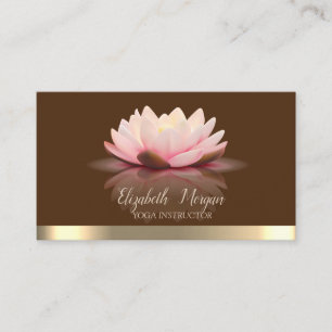 Elegant Lotus Gold Stripe Brown Yoga Instructor Visitenkarte