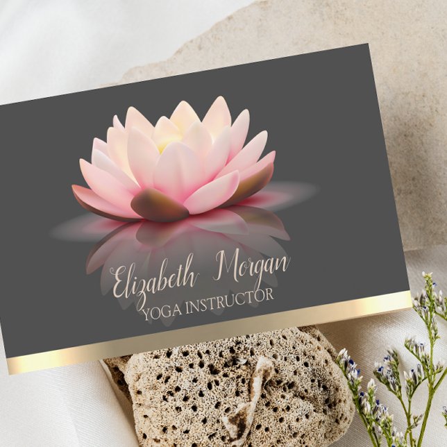 Elegant Lotus Gold Stripe Yoga Instructor Visitenkarte (Von Creator hochgeladen)