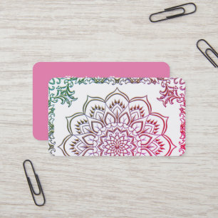 Elegant Lotus Mandala Ombre Business Card Visitenkarte