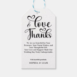 Elegant Love and Thanks Heart Script Wedding Geschenkanhänger