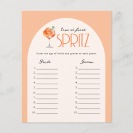 Elegant Love at First Spritz Bridal Shower Game