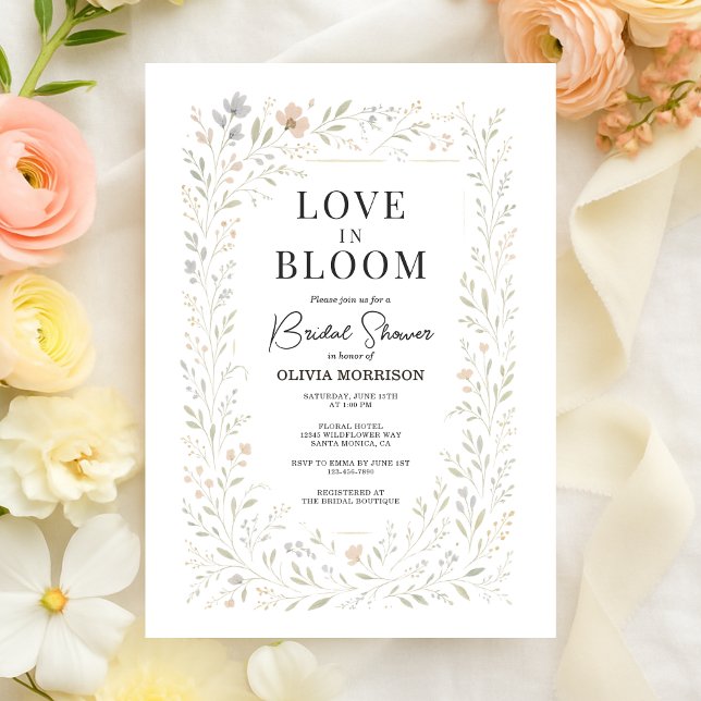 Elegant Love in Bloom Wildflower Bridal Shower Einladung (Von Creator hochgeladen)