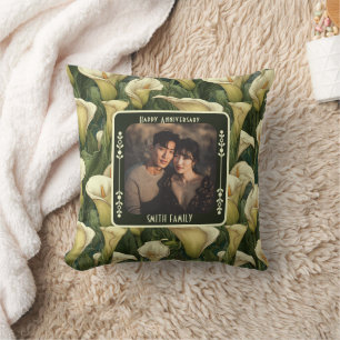 Elegant Lovebird 25. Hochzeitstag-Wurfkissen  Kissen