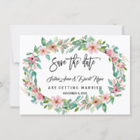Elegant Luau Tropical Floral Wreath Save the Date