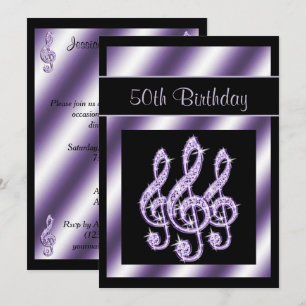Elegant, Luscious Lilac Treble Clefs 50. Geburtsta Einladung