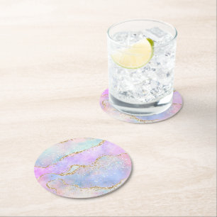 Elegant Luxe Agate Schöne Osterwasserfarbe Runder Pappuntersetzer
