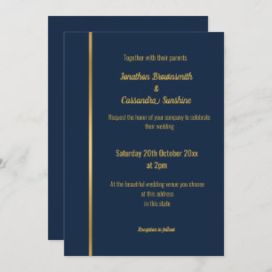 ELEGANT LUXE NAVY GOLD WEDING INVITATION EINLADUNG