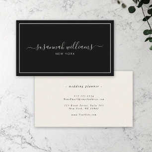 Elegant Luxe Script Calligraphy Chic Black Ivory Visitenkarte