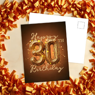 Elegant Luxuriös Gold Braun 30. Geburtstag Postkarte