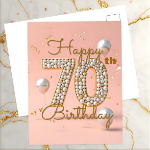 Elegant Luxuriös Sanftes Rosa und Gold 70. Geburts Postkarte