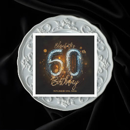 Elegant Luxury Black Gold Mosaik 60. Geburtstag Serviette