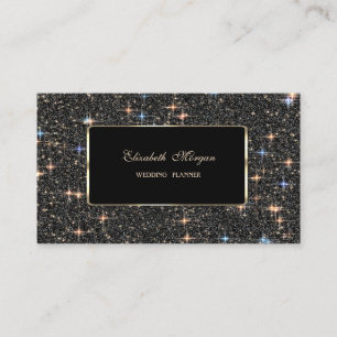 Elegant Luxury Black Sparkle Glitzer Bokeh Visitenkarte