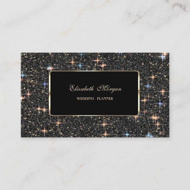 Elegant Luxury Black Sparkle Glitzer Bokeh Visitenkarte (Vorderseite)