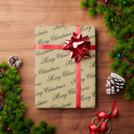 Elegant Luxury Gold Script Frohe Weihnachten Geschenkpapier