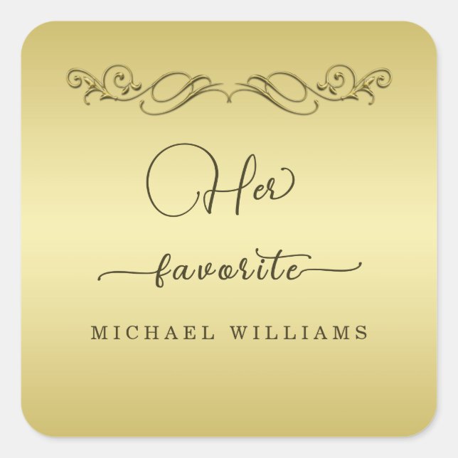 Elegant Luxury Gold Verzierte Hochzeit Quadratischer Aufkleber (Vorderseite)