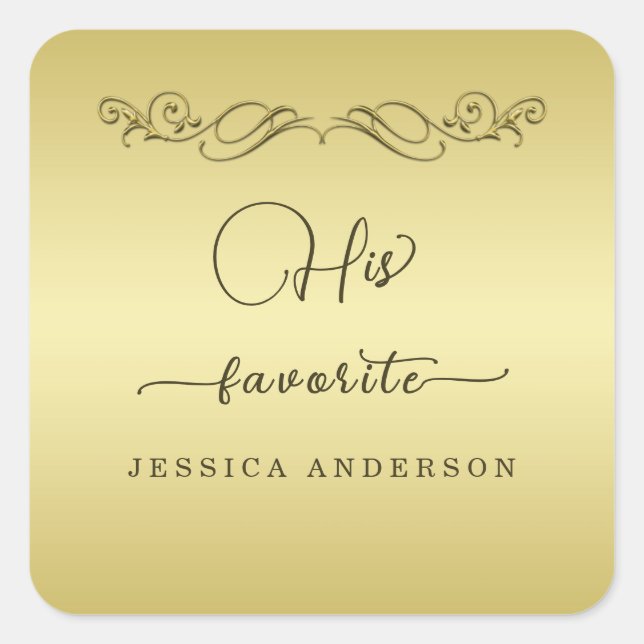 Elegant Luxury Gold Verzierte Hochzeit Quadratischer Aufkleber (Vorderseite)