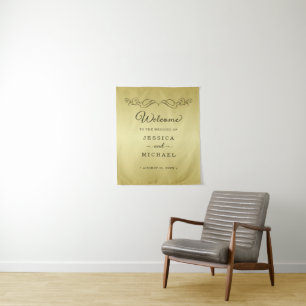 Elegant Luxury Gold Verzierte Hochzeit Wandteppich