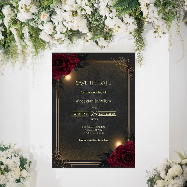 Elegant Luxury Goth Glam Wedding Save The Date (Von Creator hochgeladen)
