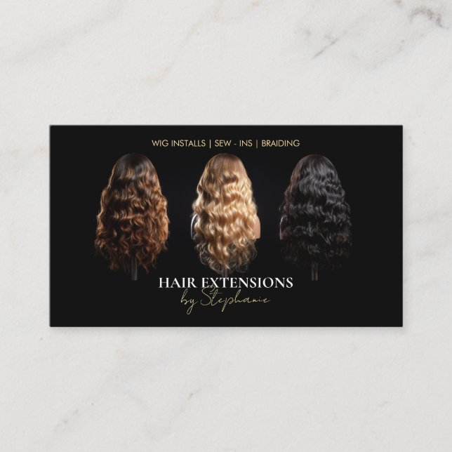Elegant Luxury Hair Extensions Wig Installs Photo Visitenkarte (Vorderseite)
