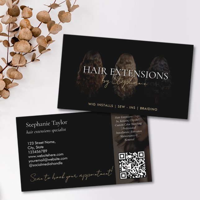 Elegant Luxury Hair Extensions Wig Installs Photo Visitenkarte (Von Creator hochgeladen)