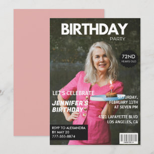 Elegant Luxury Magazin Foto 72. Geburtstag Einladung