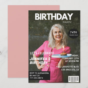 Elegant Luxury Magazin Foto 74. Geburtstag Einladung