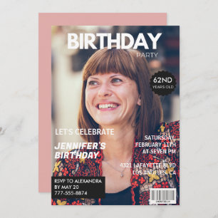Elegant Luxury Magazine Foto 62. Geburtstag Einladung
