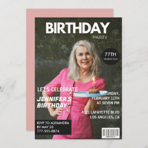 Elegant Luxury Magazine Foto 77. Geburtstag Einladung