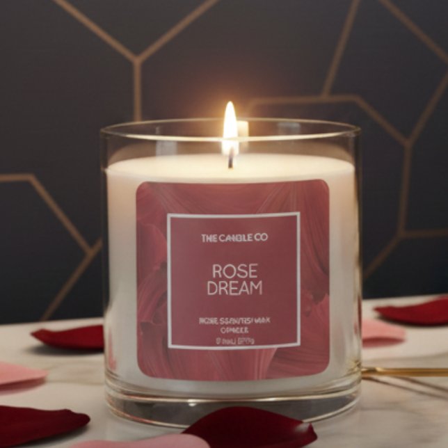 Elegant Luxury Modern Abstract Red Candle Quadratischer Aufkleber (Von Creator hochgeladen)