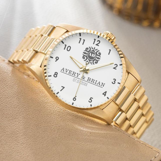 Elegant Luxury  Monogram Letters Couple's Names Armbanduhr (Von Creator hochgeladen)