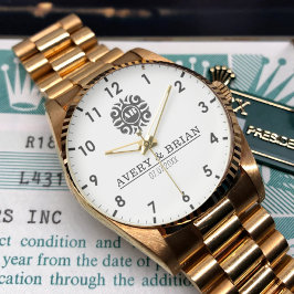 Elegant Luxury Monogram Letters Couple's Names Armbanduhr