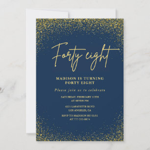 Elegant Luxury Navy Gold Glitzer 48. Geburtstag Einladung