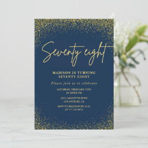 Elegant Luxury Navy Gold Glitzer 78. Geburtstag Einladung